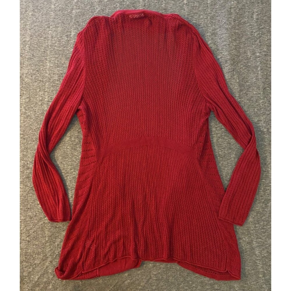 Cato Womens Plus Size Open Front Maroon Knit Cardigan 14/16W Duster Stretch - Picture 4 of 4